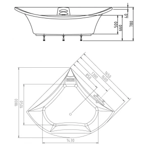 Изображение товара акриловая ванна 165x165 см alpen bermuda 29219