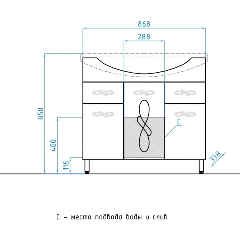 Тумба с раковиной белый глянец 90,5 см Style Line Венеция ЛС-00000260 + ЛС-00000152