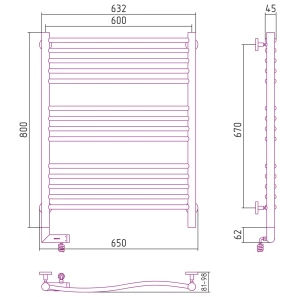 Изображение товара полотенцесушитель электрический 800x600 белый глянец мэм левый сунержа флюид 2.0 12-5220-8060
