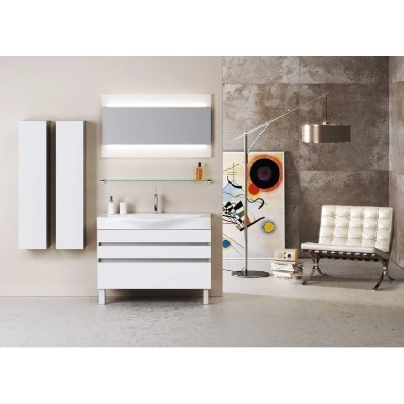 Комплект мебели белый глянец 100 см Aqwella 5 Stars Bergamo Ber.01.10/n/W + Ber.10.04.D + Ber.02.10