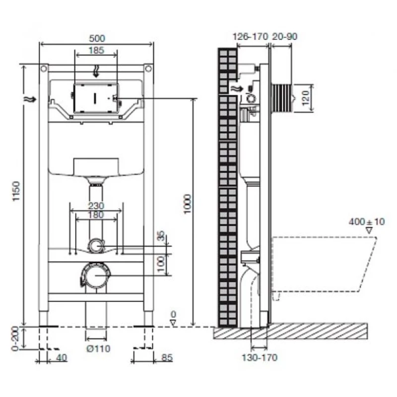 Комплект подвесной унитаз SSWW CT2038V + система инсталляции Jacob Delafon E5504-NF + E4326-CP