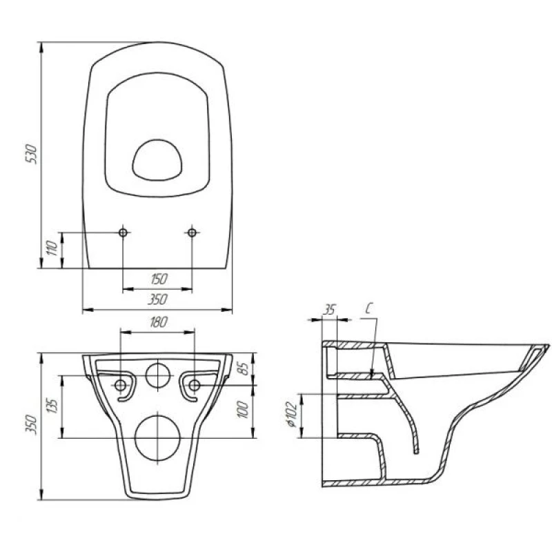 Комплект подвесной унитаз Cersanit Carina MZ-CARINA-COn-S-DL + система инсталляции Grohe 38772001