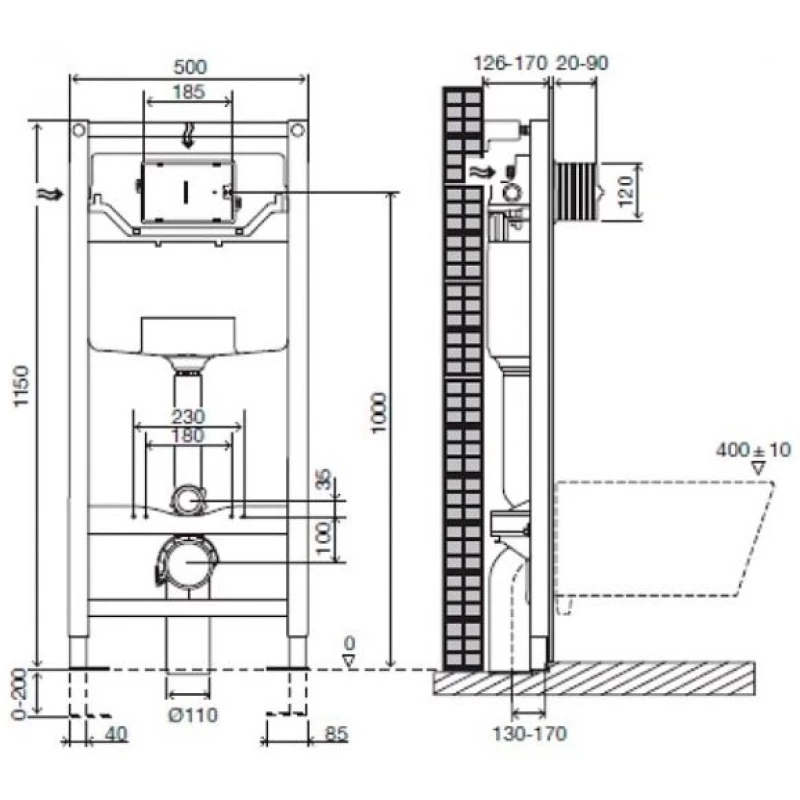 Комплект подвесной унитаз MEER MR-2108 + система инсталляции Jacob Delafon E5504-NF + E4326-CP