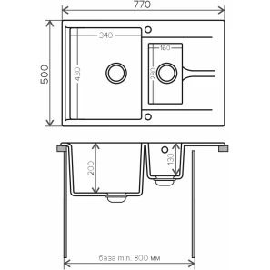Изображение товара кухонная мойка polygran brig-770 светло-серый 854918