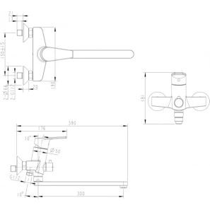 Изображение товара смеситель для ванны bravat line f65299c-lb-rus