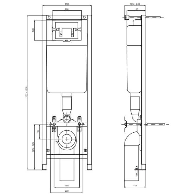 Монтажный элемент для подвесного унитаза, 110 мм Vidima W3714AA