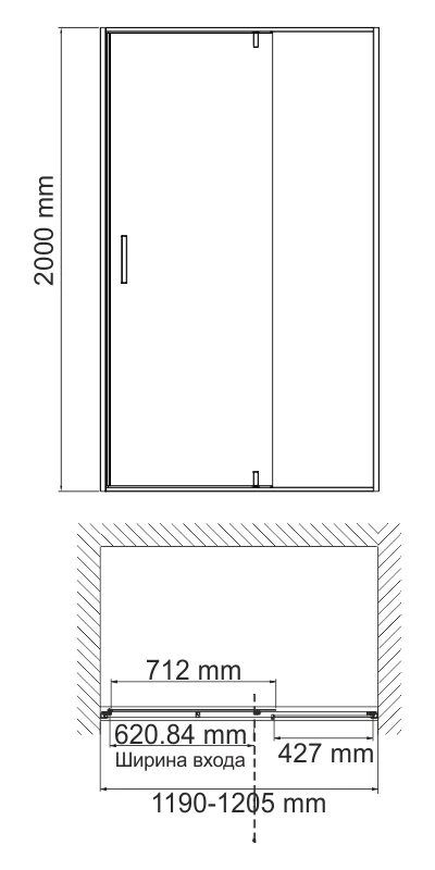 Душевая дверь 120 см WasserKRAFT Aisch 55P05 прозрачное