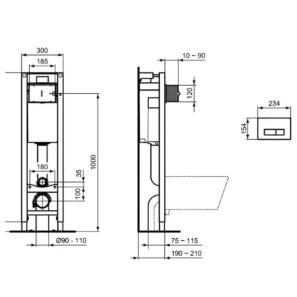Изображение товара комплект подвесной унитаз k881201 + система инсталляции e233267 ideal standard prosys eurovit w660101