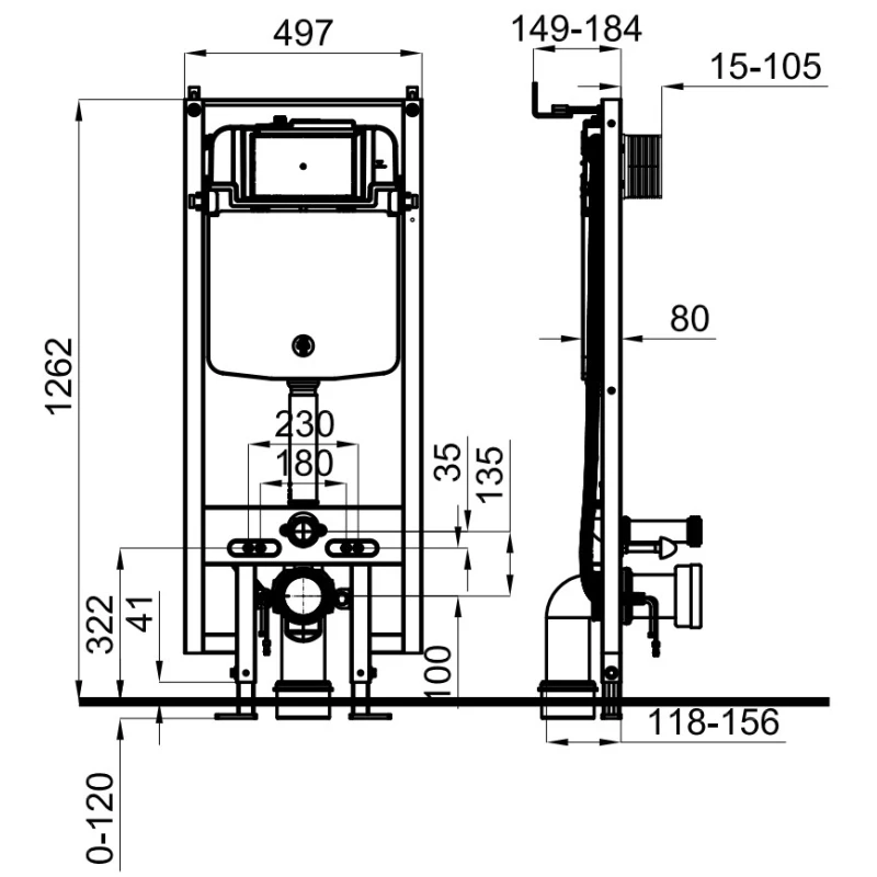 Монтажный элемент для подвесного унитаза, 1262 мм Noken I-comfort Line 100289924