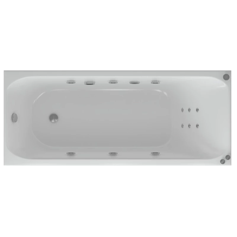 Акриловая гидромассажная ванна 150x70 см пневматическое управление плоские форсунки Aquatek Альфа-150