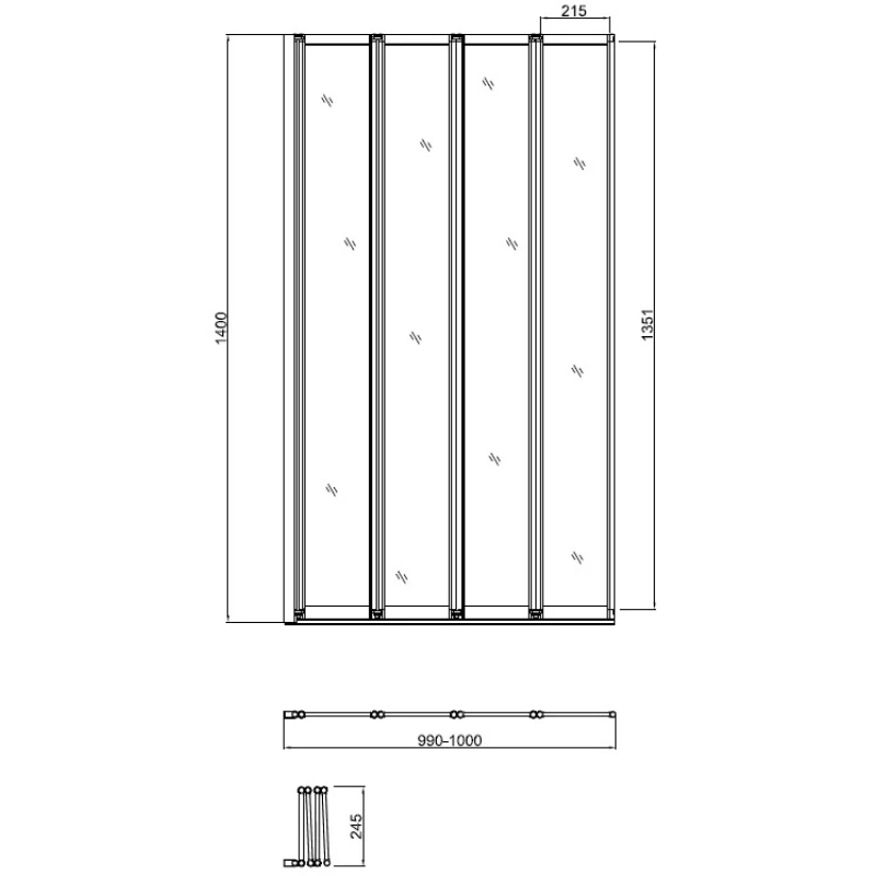 Шторка для ванны 100 см Vincea VSB-31100CL прозрачное