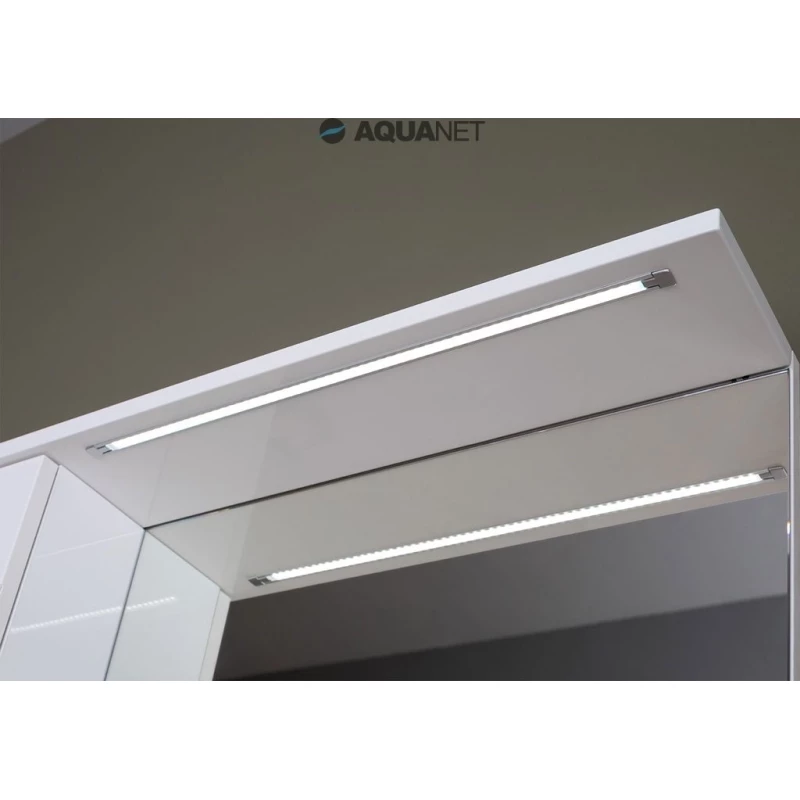 Зеркальный шкаф 88,6x87 см с подсветкой белый Aquanet Доминика 00176571