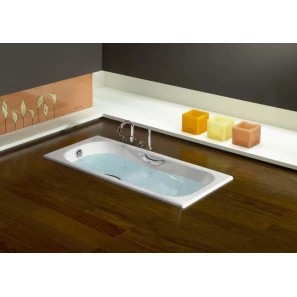 Изображение товара испанская чугунная ванна 150x75 см с противоскользящим покрытием roca malibu 2315g000r