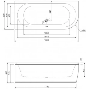 Изображение товара акриловая ванна 180x80 см l cezares metauro metauro corner-180-80-40-l-w37