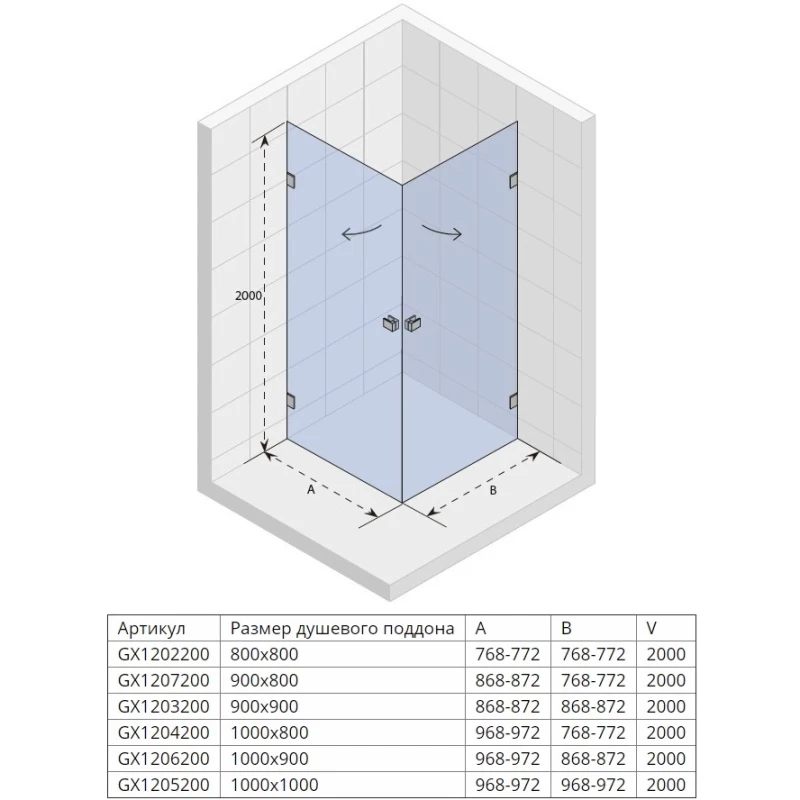 Душевой уголок 87,2x87,2 см Riho Scandic X209 G001102120 прозрачное