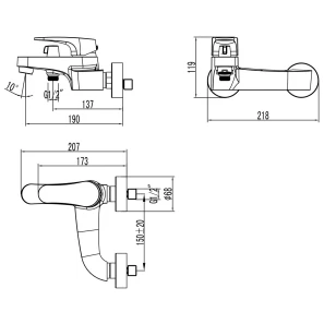Изображение товара смеситель для ванны lemark shift lm4334c