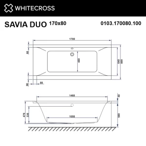 Изображение товара акриловая ванна 170x80 см whitecross savia duo 0103.170080.100
