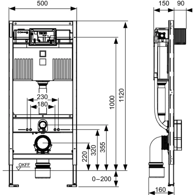 Комплект подвесной унитаз Villeroy & Boch Venticello 4611RSR1 + система инсталляции TECE 9300302 + 9240401