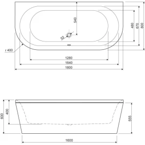Изображение товара акриловая ванна 180x80 см cezares metauro metauro-wall-180-80-40-w37