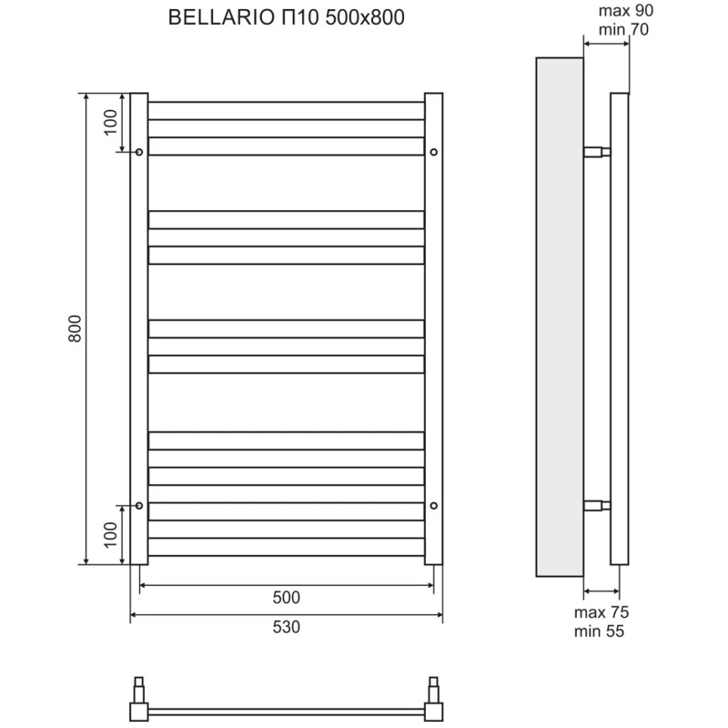 Полотенцесушитель водяной 800x500 Lemark Bellario П10 LM68810
