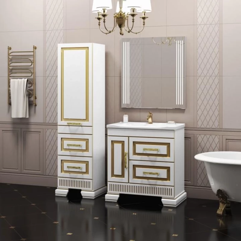 Комплект мебели белый золотая патина 83 см Opadiris Оникс ONIX80KOMG