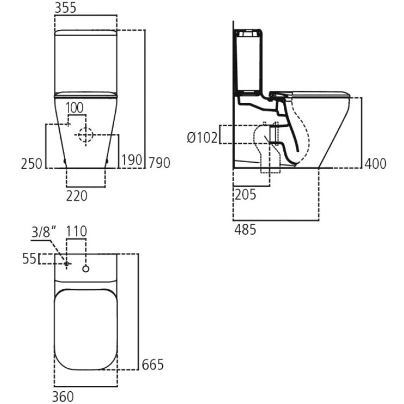 Чаша напольного унитаза с сиденьем микролифт Ideal Standard Tonic II AquaBlade K316901