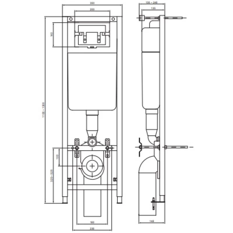 Монтажный элемент для подвесного унитаза, 110 мм Vidima W371167