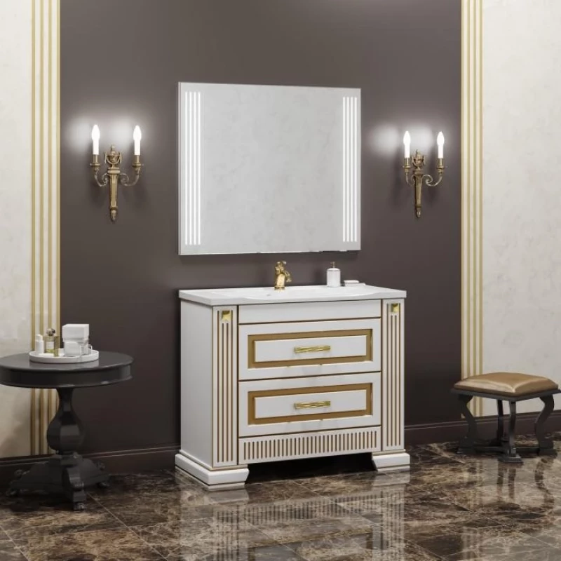 Комплект мебели белый золотая патина 103 см Opadiris Оникс ONIX100KOMG
