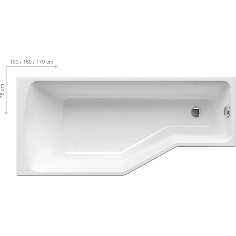 Асимметричная акриловая ванна BeHappy 170 x 75 P Ravak C171000000