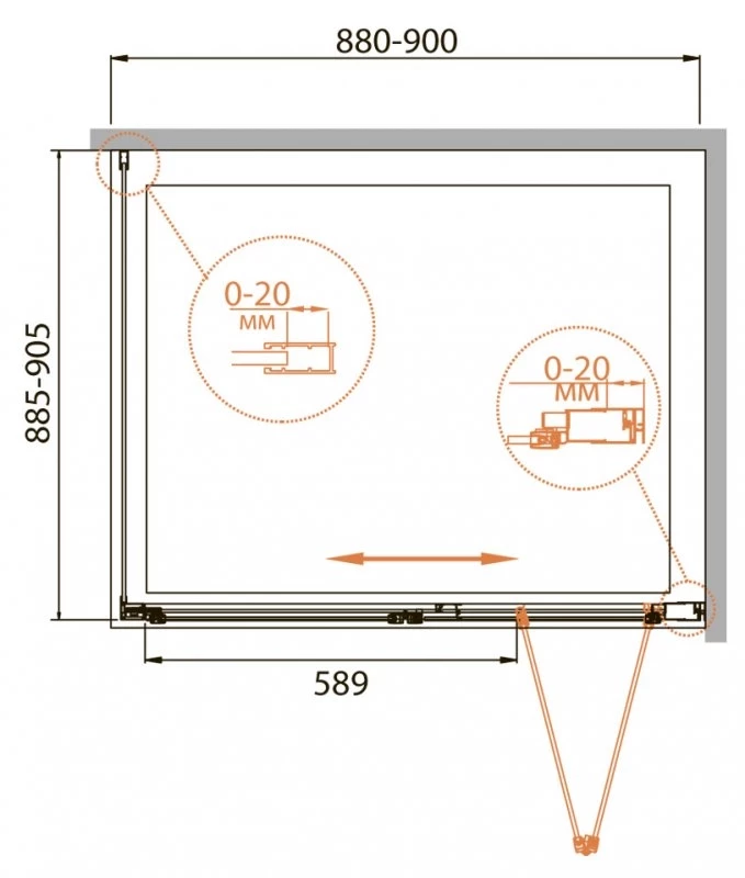 Душевой уголок 90x90 см Cezares RELAX-AS-1-90-P-Bi текстурное стекло