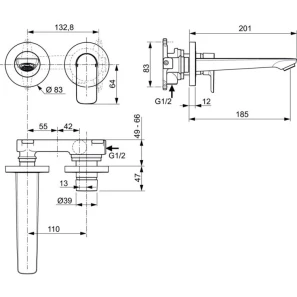 Изображение товара смеситель для раковины без донного клапана ideal standard connect air a7029a2