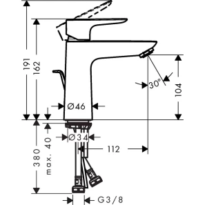 Изображение товара смеситель для раковины с донным клапаном coolstart hansgrohe talis e 71713670