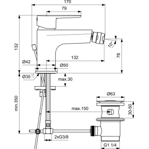 Изображение товара смеситель для биде с донным клапаном ideal standard cerafine o bc705aa