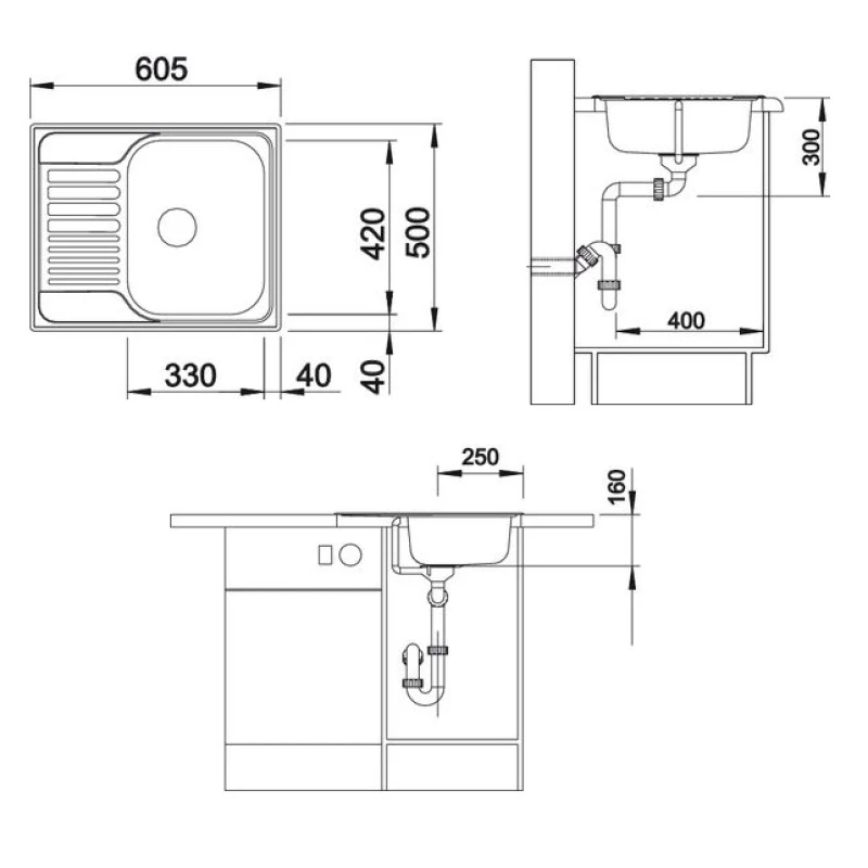 Кухонная мойка Blanco Tipo 45S Mini Матовая сталь 516524