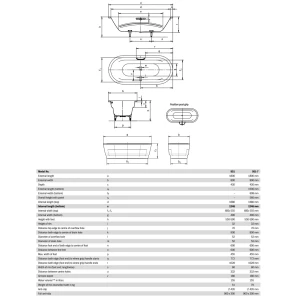 Изображение товара стальная ванна 180x80 см kaldewei vaio duo oval 951-7 standard