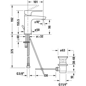 Изображение товара смеситель для раковины с донным клапаном duravit b.1 b11010001010