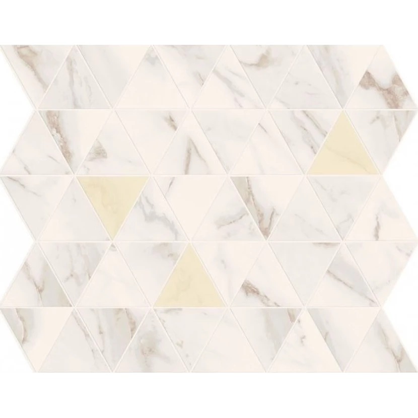 E569 Motif Calacatta Triangle Gold Tessere Rombi 25x29