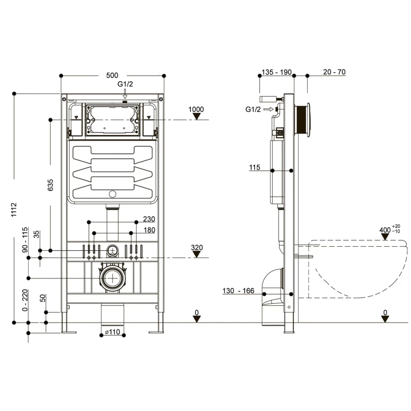 Комплект подвесной унитаз Aqueduto Ovo OVOT0110 + система инсталляции Aqueduto Tecnica Circulo TEC01 + CIR0110