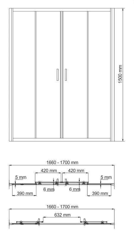 Шторка для ванны 170 см WasserKRAFT Amper 29S02-170 прозрачное