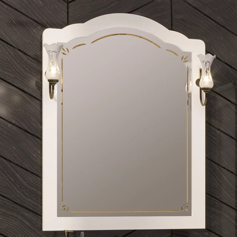 Зеркало Лоренцо 80, цвет белый матовый, вар. 2, с выключателем