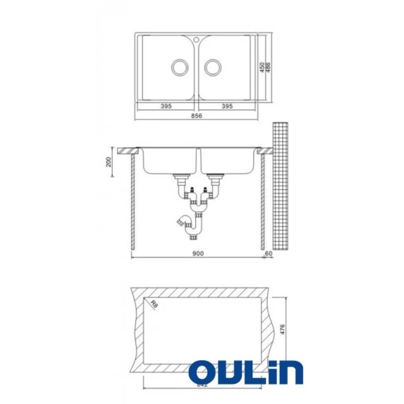 Кухонная мойка Oulin матовая сталь OL-S8201