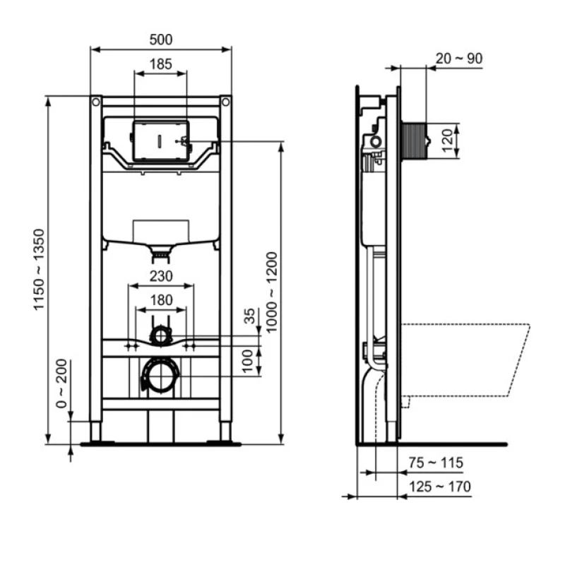 Комплект подвесной унитаз T365701 + система инсталляции R020467 Ideal Standard Prosys Esedra T365701PE15