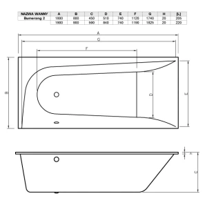 Изображение товара акриловая ванна 180x80 см левая vayer boomerang gl000010188