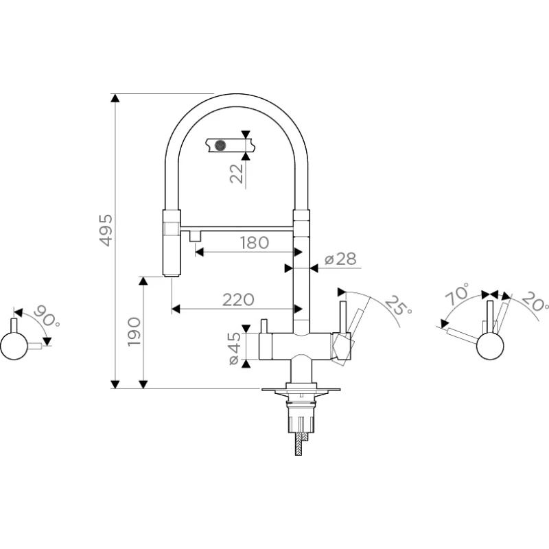 Смеситель для кухни с фильтром Omoikiri Kanto-PVD-GM вороненая сталь 4994013 + H851P00
