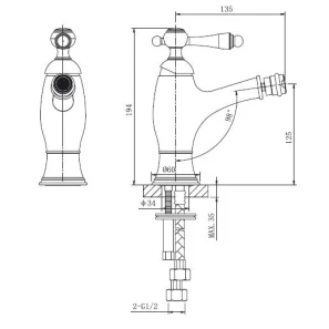 Изображение товара смеситель для биде с донным клапаном caprigo fonte 12-533-vot