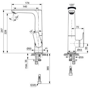 Изображение товара смеситель для раковины без донного клапана ideal standard connect air a7023aa