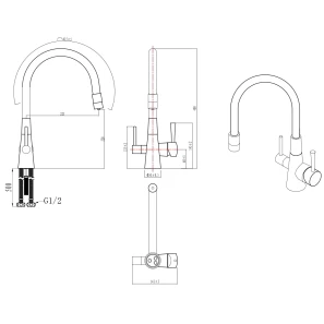 Изображение товара смеситель для кухни с подключением к фильтру lemark comfort lm3075c-gray
