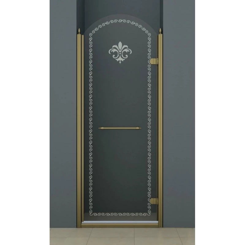 Душевая дверь распашная Cezares Retro 90 см прозрачное c матовым узором RETRO-A-B-1-90-CP-Br-R