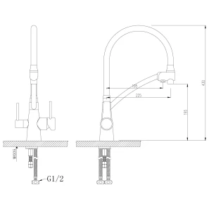 Изображение товара смеситель для кухни с подключением к фильтру lemark comfort lm3071c-gray