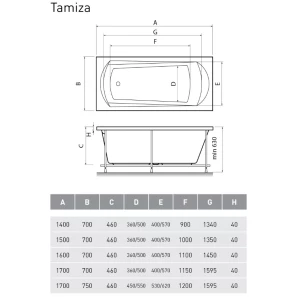 Изображение товара акриловая ванна 150x70 см relisan tamiza gl000013921